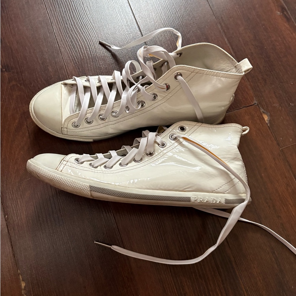 Prada Women's White High-Top Sneakers